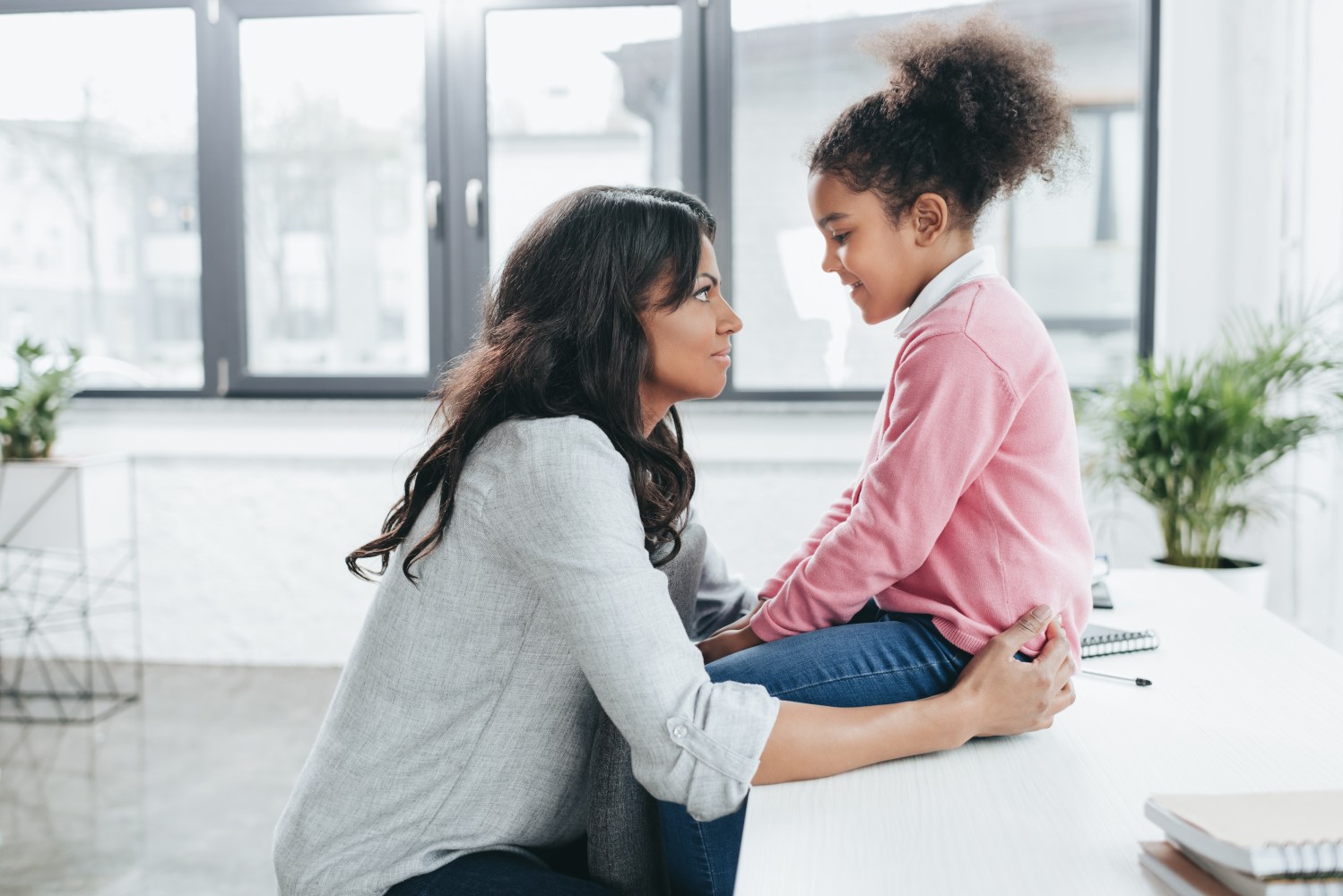 parent talking to their child