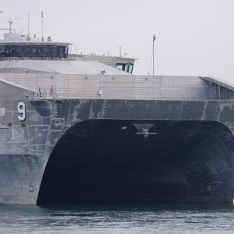 a large ship in the water