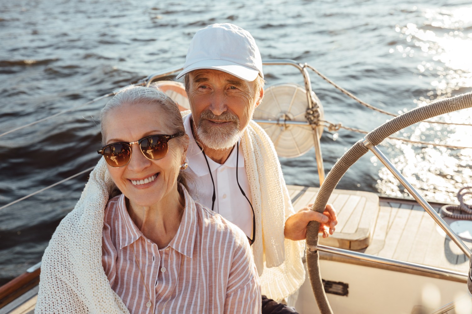 grandparents on boat whale watching